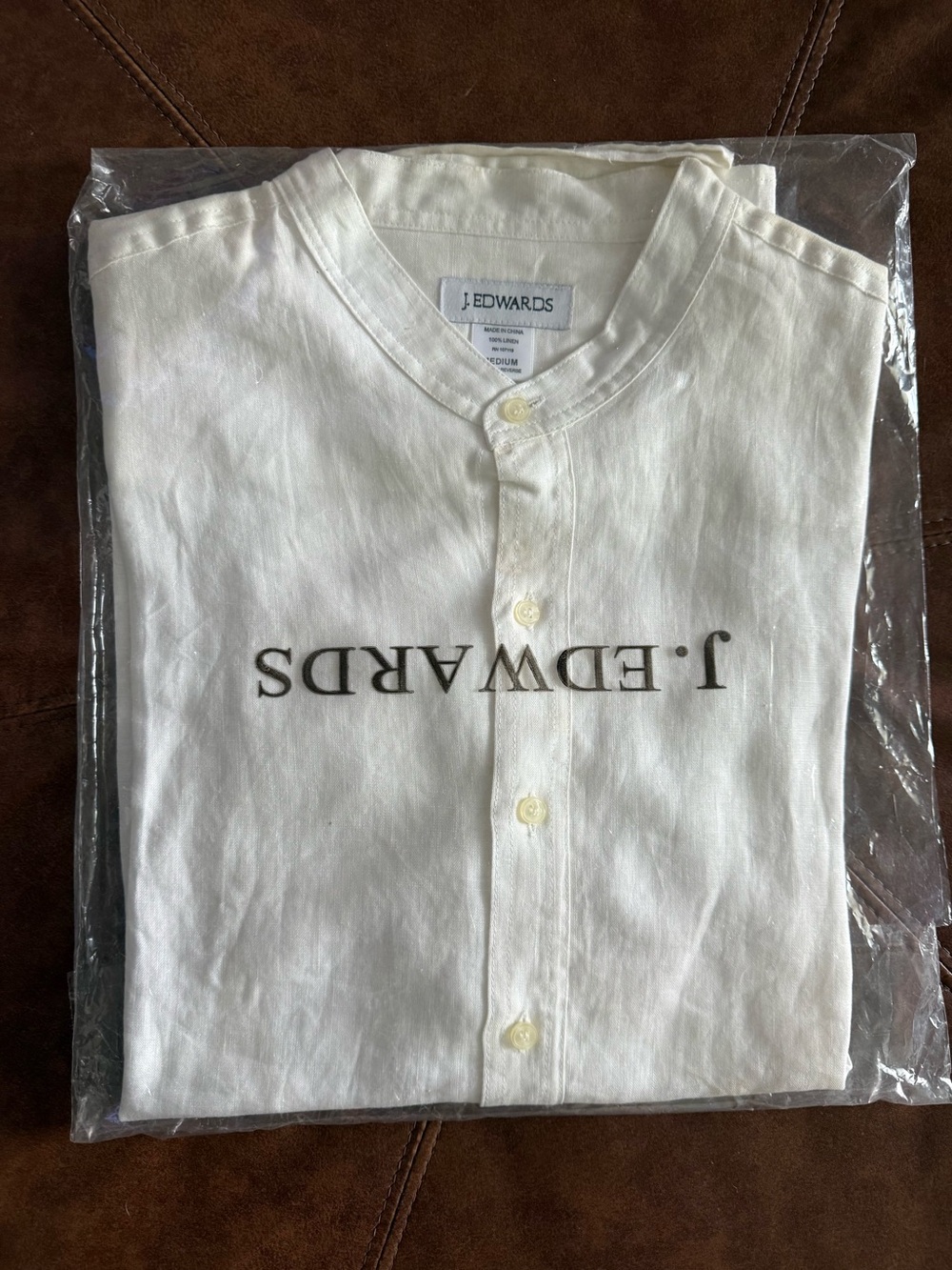 Men's White Button-Up Henley Shirt